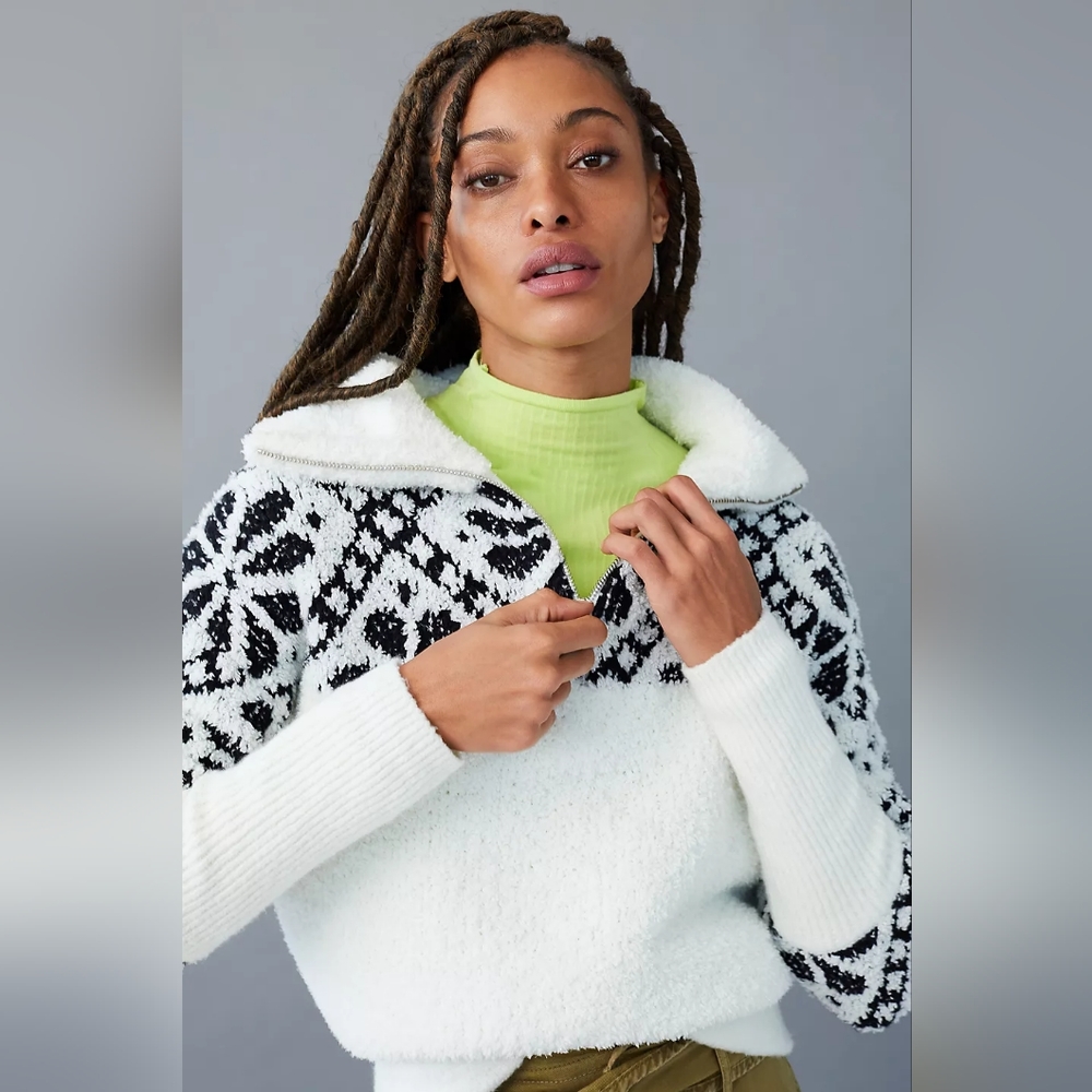 Pilcro Maia Cropped Quarter-Zip Pullover